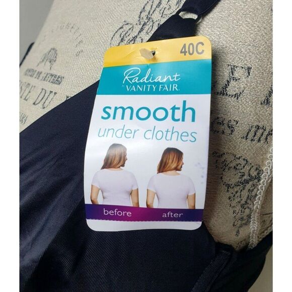 Vanity Fair Womens 40C Black Underwire Side & Back Smoothing Full Coverage Style - Picture 6 of 8